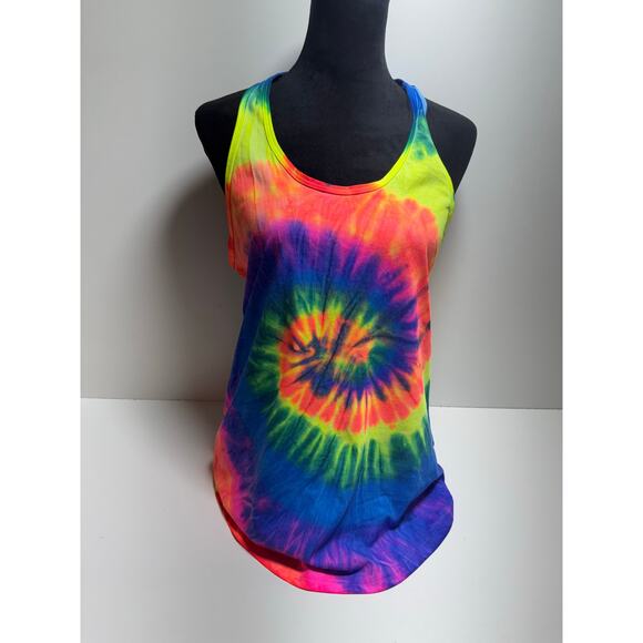 Women’s Tie Dye Tank Top Sz Small Hippie Retro 90’s Colors Flowers 70’s Boho - Picture 1 of 9